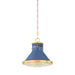 Hudson Valley - MDS2404-AGB/FBL - One Light Pendant - Highclere - Aged Brass/Soft French Blue