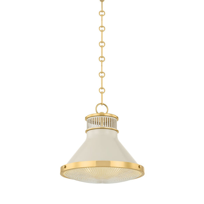 Hudson Valley - MDS2404-AGB/OW - One Light Pendant - Highclere - Aged Brass/Off-White