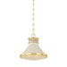 Hudson Valley - MDS2404-AGB/OW - One Light Pendant - Highclere - Aged Brass/Off-White