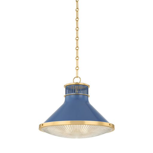 Highclere One Light Pendant Aged Brass/Soft French Blue