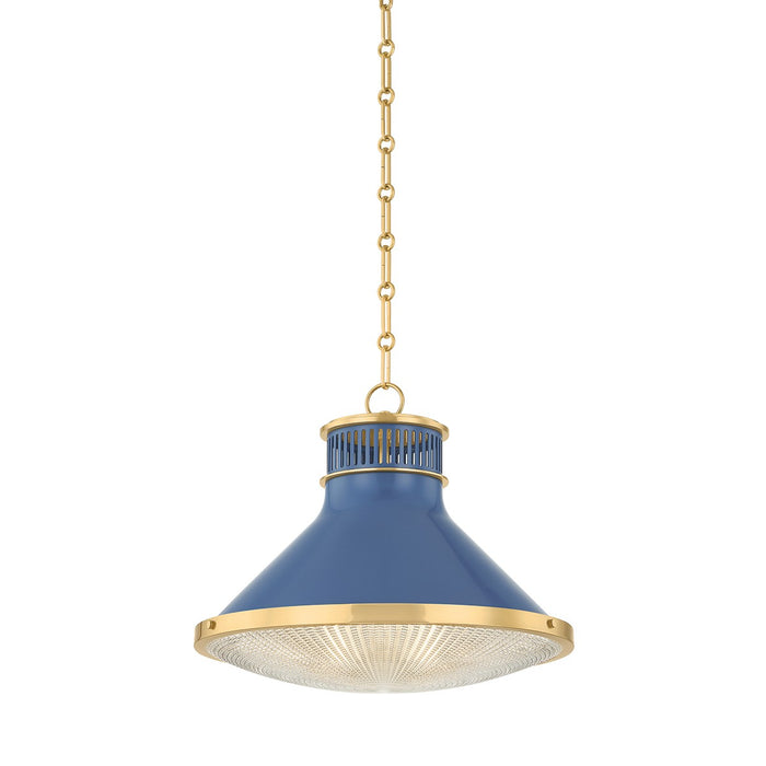 Hudson Valley - MDS2405-AGB/FBL - One Light Pendant - Highclere - Aged Brass/Soft French Blue