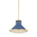 Hudson Valley - MDS2405-AGB/FBL - One Light Pendant - Highclere - Aged Brass/Soft French Blue