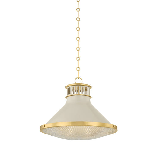 Highclere One Light Pendant Aged Brass/Off-White