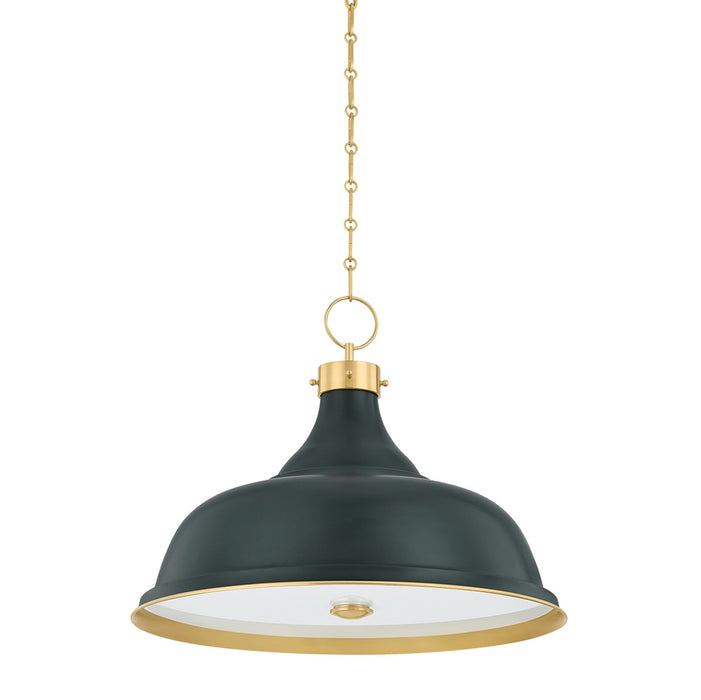 Hudson Valley - MDS300L-AGB/SSG - Four Light Pendant - Painted No. 1 - Aged Brass/Soft Studio Green