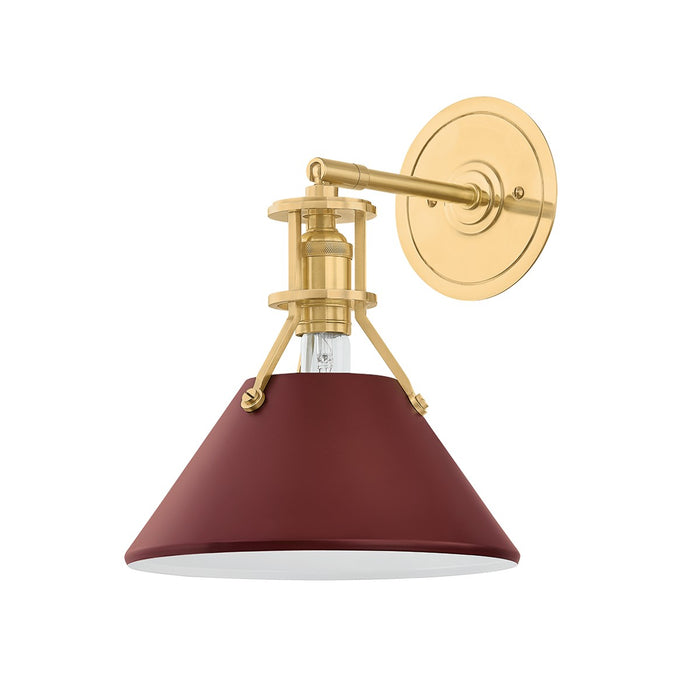 Hudson Valley - MDS350-AGB/CRN - One Light Wall Sconce - Painted No. 2 - Aged Brass/Soft Crimson