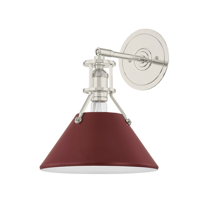 Hudson Valley - MDS350-PN/CRN - One Light Wall Sconce - Painted No. 2 - Polished Nickel/Soft Crimson