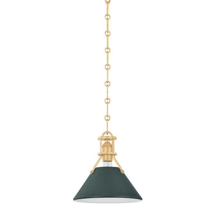 Hudson Valley - MDS351-AGB/SSG - One Light Pendant - Painted No. 2 - Aged Brass/Soft Studio Green