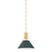 Hudson Valley - MDS351-AGB/SSG - One Light Pendant - Painted No. 2 - Aged Brass/Soft Studio Green