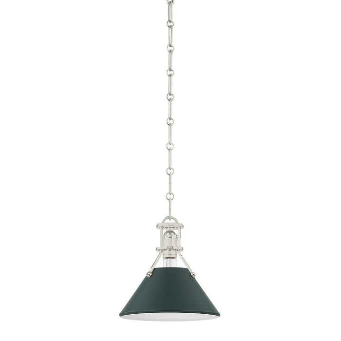 Hudson Valley - MDS351-PN/SSG - One Light Pendant - Painted No. 2 - Polished Nickel/Soft Studio Green