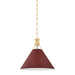 Hudson Valley - MDS352-AGB/CRN - One Light Pendant - Painted No. 2 - Aged Brass/Soft Crimson