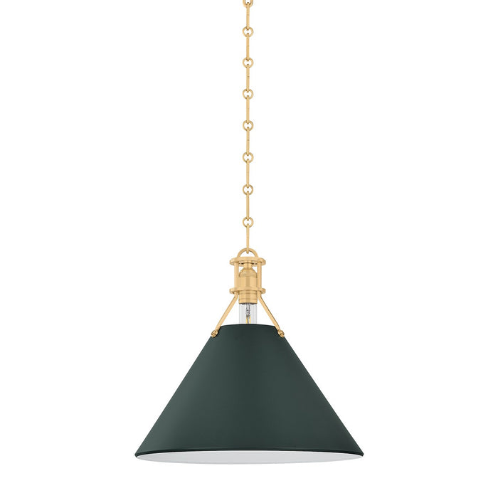 Hudson Valley - MDS352-AGB/SSG - One Light Pendant - Painted No. 2 - Aged Brass/Soft Studio Green