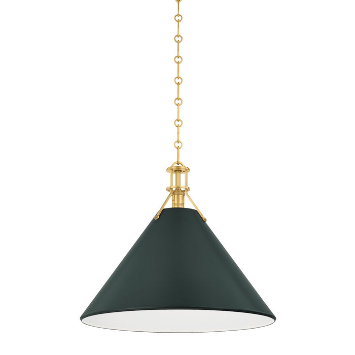Hudson Valley - MDS352L-AGB/SSG - One Light Pendant - Painted No. 2 - Aged Brass/Soft Studio Green