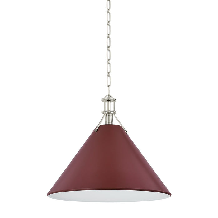 Hudson Valley - MDS352L-PN/CRN - One Light Pendant - Painted No. 2 - Polished Nickel/Soft Crimson