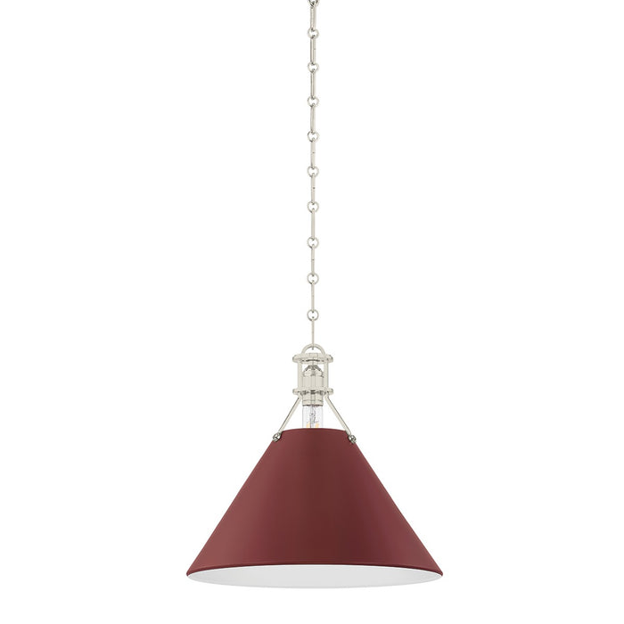 Hudson Valley - MDS352-PN/CRN - One Light Pendant - Painted No. 2 - Polished Nickel/Soft Crimson