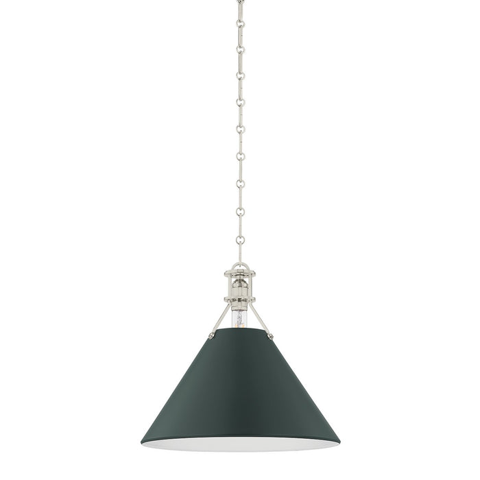 Hudson Valley - MDS352-PN/SSG - One Light Pendant - Painted No. 2 - Polished Nickel/Soft Studio Green