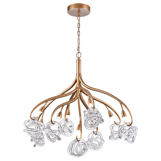 Freeform LED Chandelier Antique Gold Leaf
