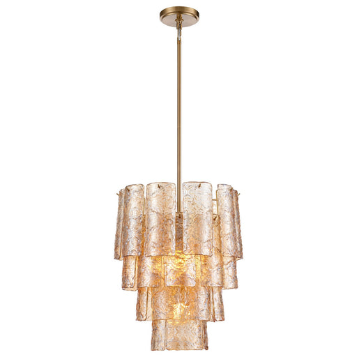 Fire and Ice Five Light Chandelier Lacquered Gold