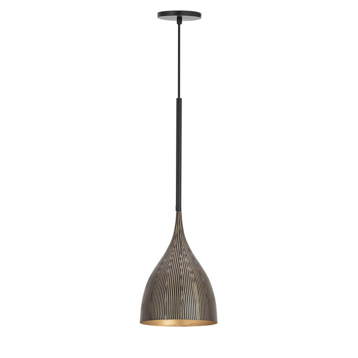 Maxim - 10911BKGLD - One Light Mini Pendant - Fleur - Black / Gold