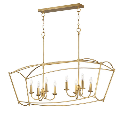 Plumette Eight Light Linear Pendant Gold Leaf