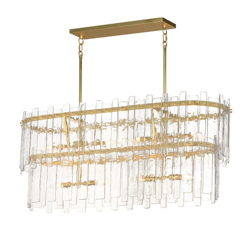 Warren Eight Light Linear Pendant Gold Leaf