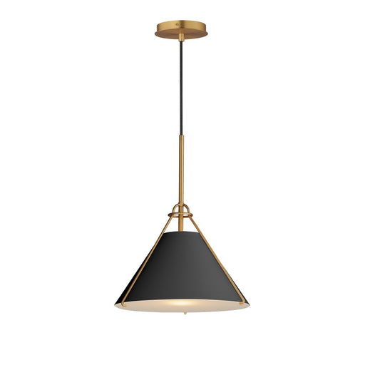 Lucas One Light Pendant Black / Natural Aged Brass