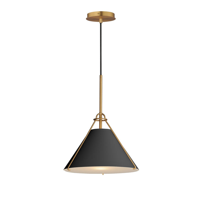 Maxim - 25229BKNAB - One Light Pendant - Lucas - Black / Natural Aged Brass