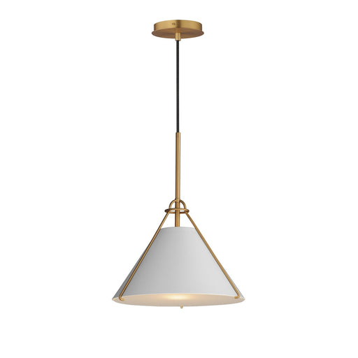 Lucas One Light Pendant Light French Gray / Natural Aged Brass