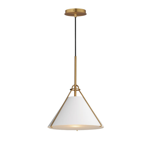 Lucas One Light Pendant White/Natural Aged Brass