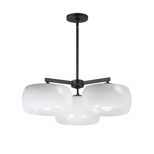 Glazed Three Light Chandelier White / Black