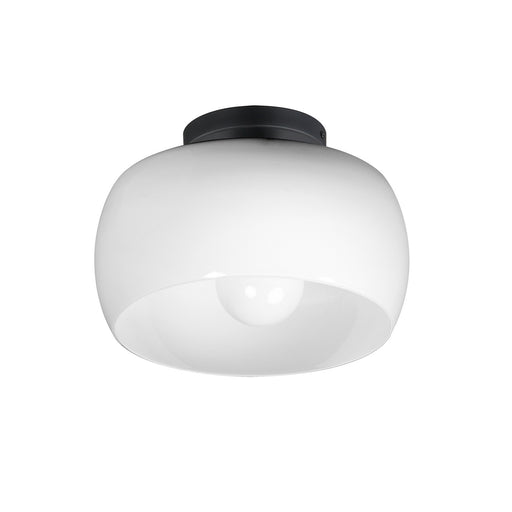Glazed One Light Flush Mount White / Black