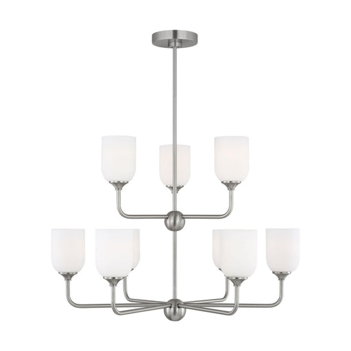 Emile Nine Light Chandelier Brushed Steel