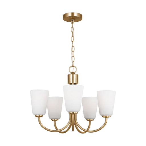 Miles Five Light Chandelier Satin Brass