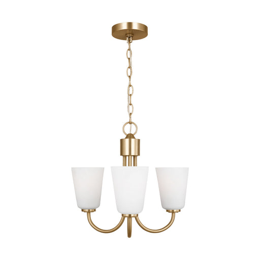 Miles Three Light Chandelier Satin Brass