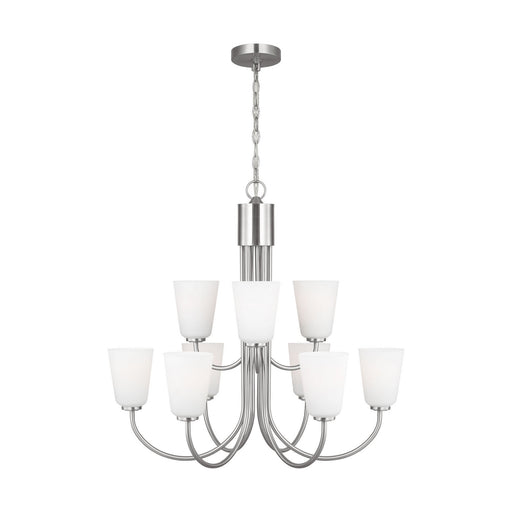 Miles Nine Light Chandelier Brushed Nickel