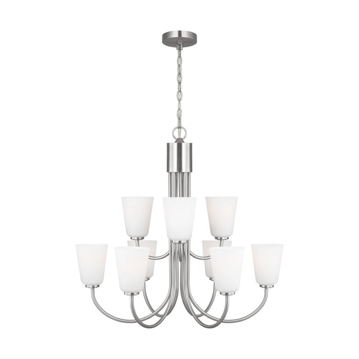 Generation Lighting - GLC1139BS - Nine Light Chandelier - Miles - Brushed Nickel