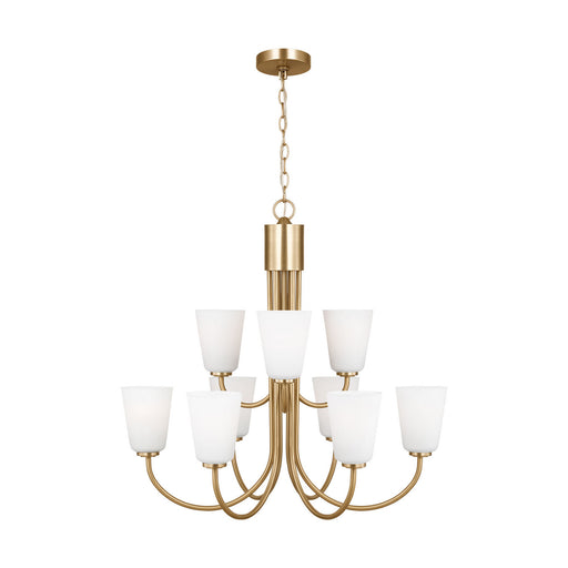 Miles Nine Light Chandelier Satin Brass