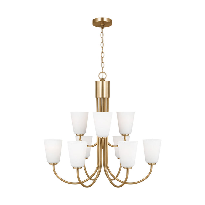 Generation Lighting - GLC1139SB - Nine Light Chandelier - Miles - Satin Brass