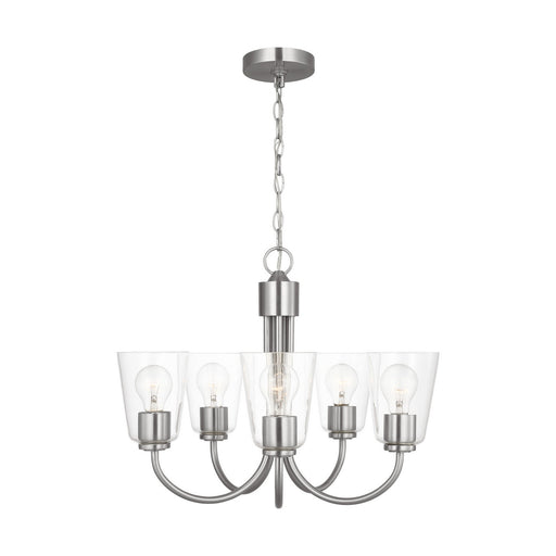 Miles Five Light Chandelier Brushed Nickel