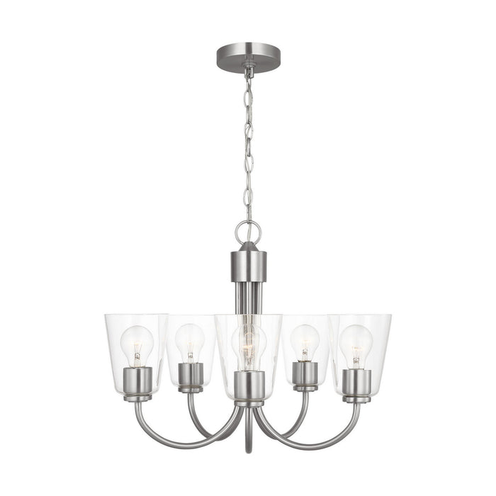 Generation Lighting - GLC1145BS - Five Light Chandelier - Miles - Brushed Nickel