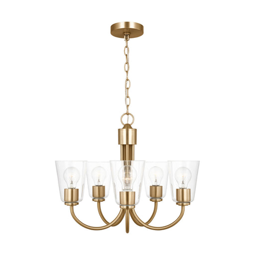 Miles Five Light Chandelier Satin Brass
