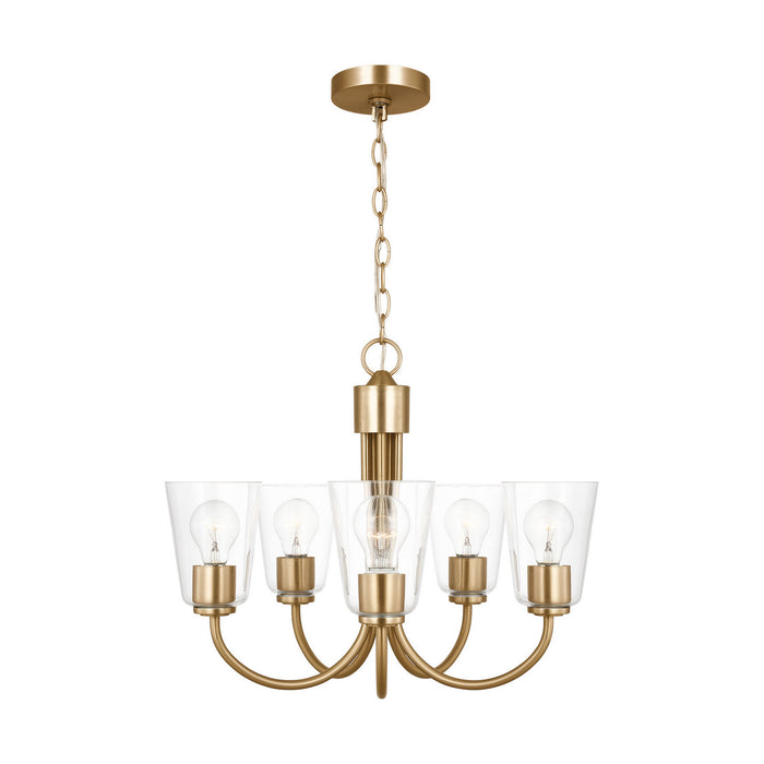 Generation Lighting - GLC1145SB - Five Light Chandelier - Miles - Satin Brass