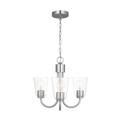 Miles Three Light Chandelier Brushed Nickel