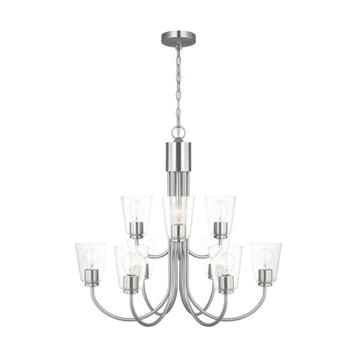 Miles Nine Light Chandelier Brushed Nickel