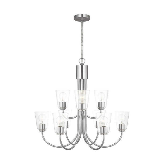 Generation Lighting - GLC1169BS - Nine Light Chandelier - Miles - Brushed Nickel