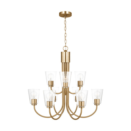 Miles Nine Light Chandelier Satin Brass