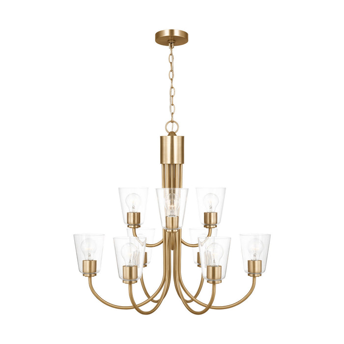 Generation Lighting - GLC1169SB - Nine Light Chandelier - Miles - Satin Brass