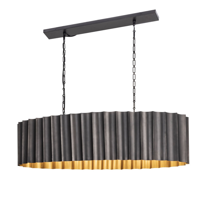 Maxim - 39136GMGLD - Five Light Linear Pendant - Allegra - Gunmetal / Gold