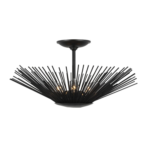 Helios Three Light Semi-Flush Mount Aged Iron