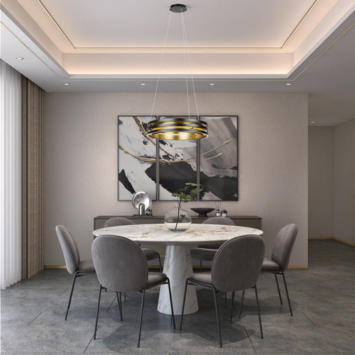 Toledo LED Chandelier Black and Brushed Brass