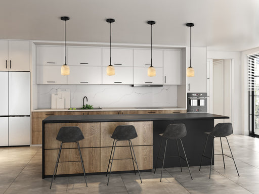 Crema One Light Pendant Black, Brushed Brass